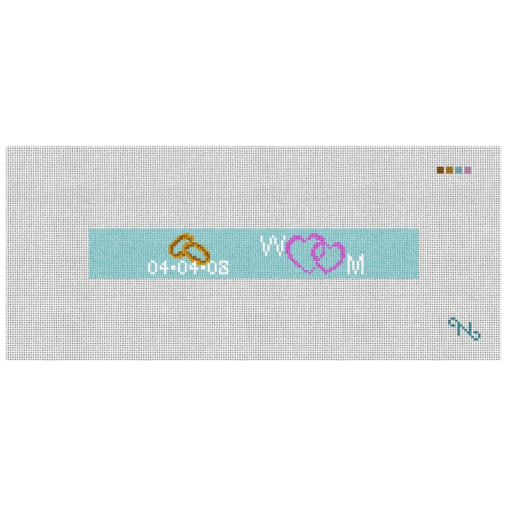 Wedding Hearts Needlepoint Key Fob Kit Stitched Preview