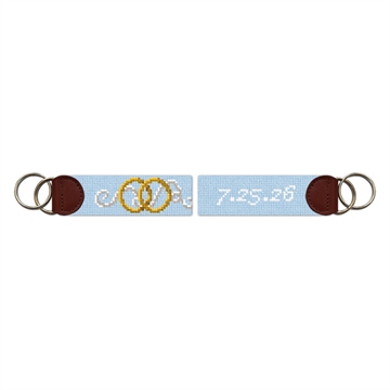 Wedding Rings Needlepoint Key Fob