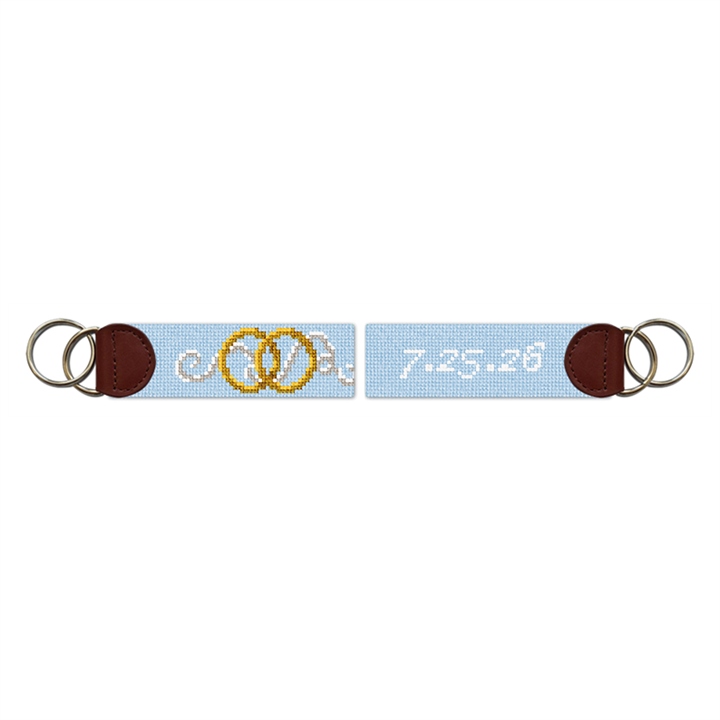 Wedding Rings Needlepoint Key Fob