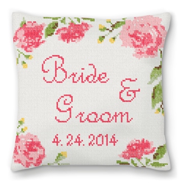 Wedding Rose Ring Bearer Needlepoint Pillow