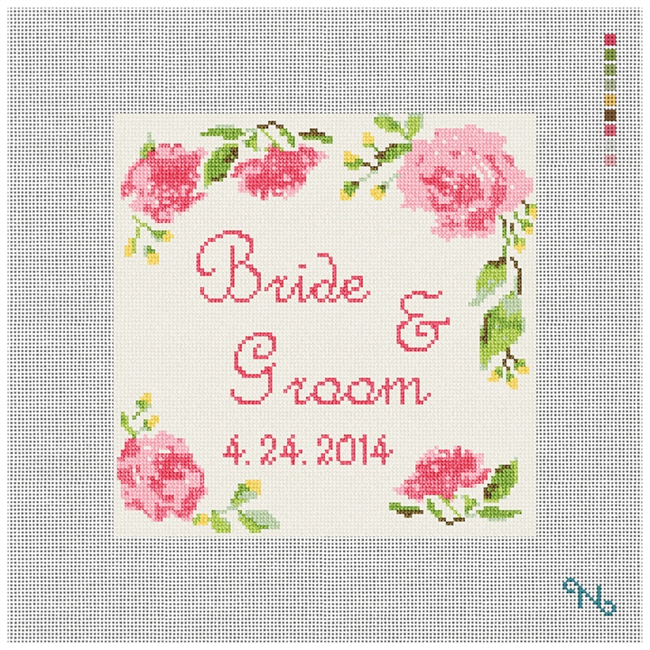 Wedding Rose Ring Bearer Needlepoint Pillow Kit Stitched Preview