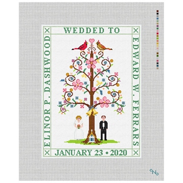 Wedding Sampler Needlepoint Canvas Stitched Preview