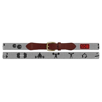 Weight Lifting Needlepoint Belt 