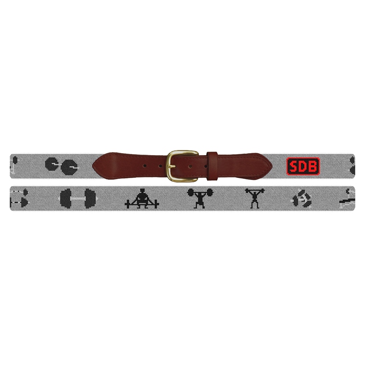 Weight Lifting Needlepoint Belt 