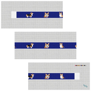 Welsh Corgi Needlepoint Belt Kit Stitched Preview