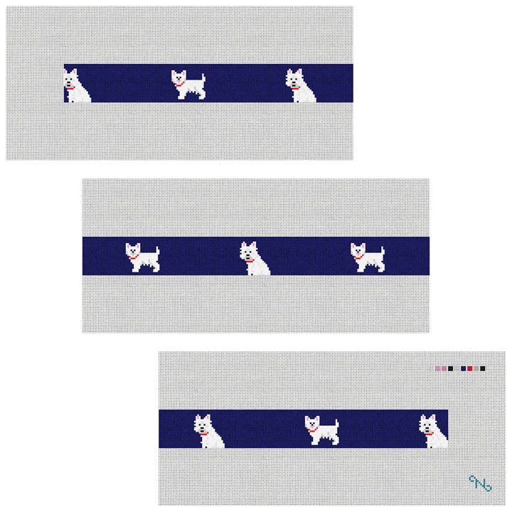 West Highland Terrier Needlepoint Belt Kit Stitched Preview