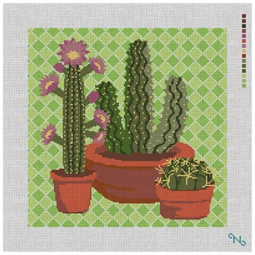 Western Green Cactus Needlepoint Pillow Kit