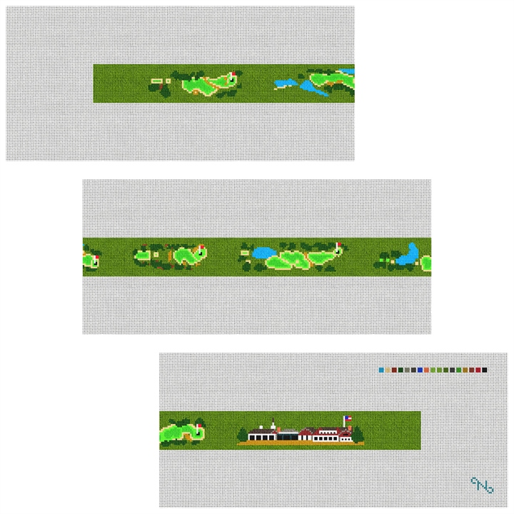Westhampton Golf Course Needlepoint Belt Kit Stitched Preview