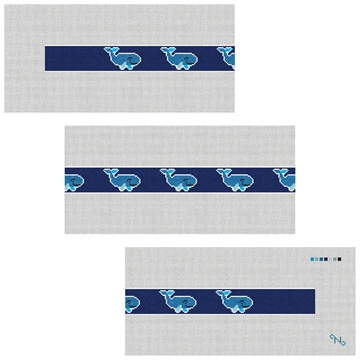 Whale Needlepoint Belt Kit Stitched Preview