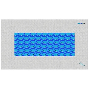 Whale Needlepoint Wallet Kit Stitched Preview