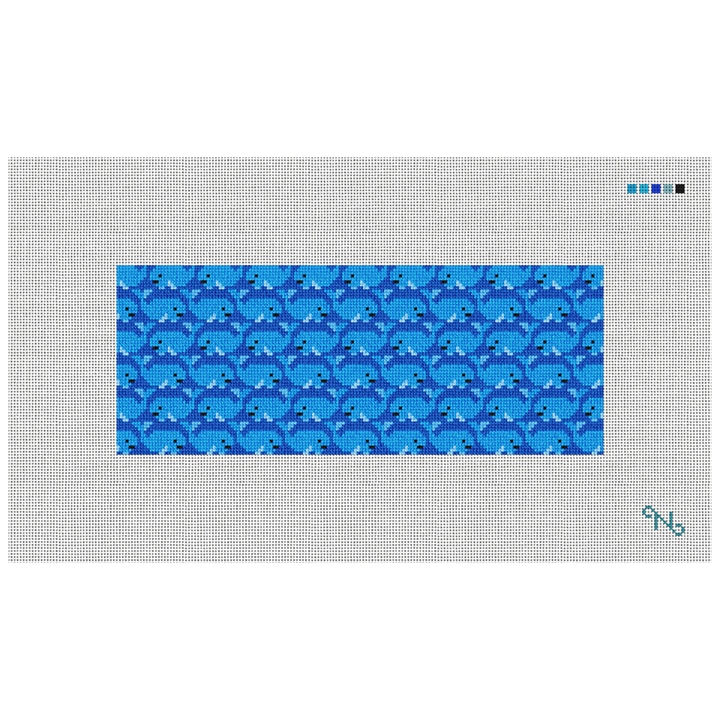 Whale Needlepoint Wallet Kit Stitched Preview