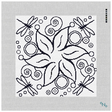 Whimsical Flower Pillow Needlepoint Kit Stitched Preview