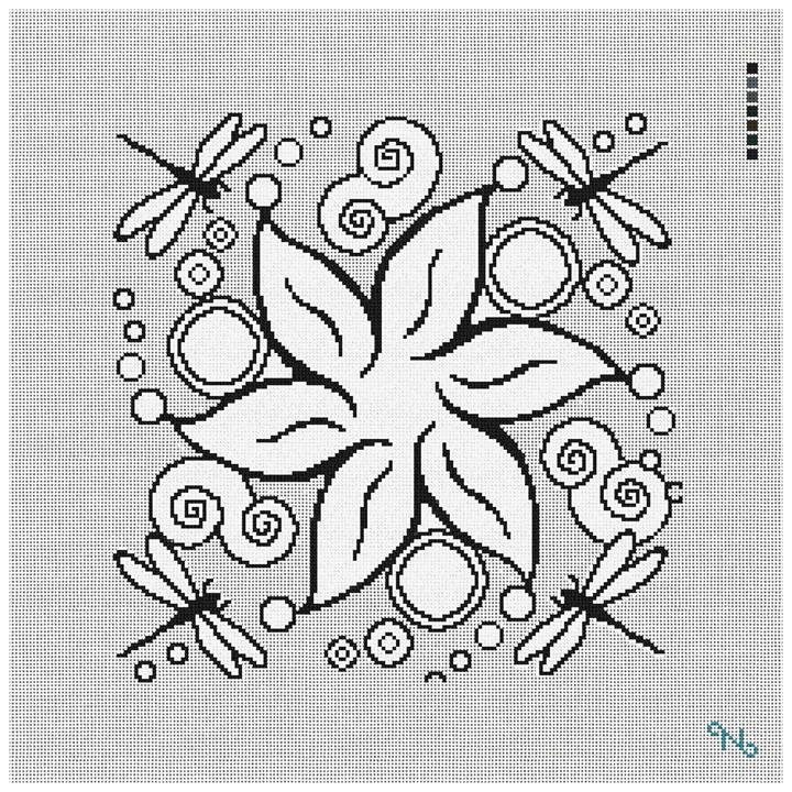Whimsical Flower Pillow Needlepoint Kit Stitched Preview