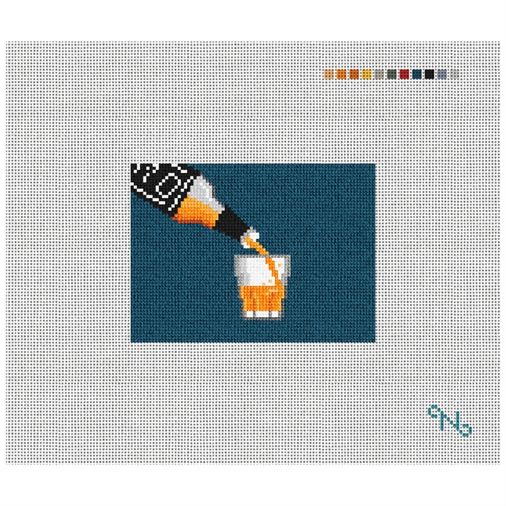 Whiskey Needlepoint Card Wallet Kit Stitched Preview