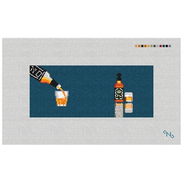 Whiskey Needlepoint Flask Kit Stitched Preview