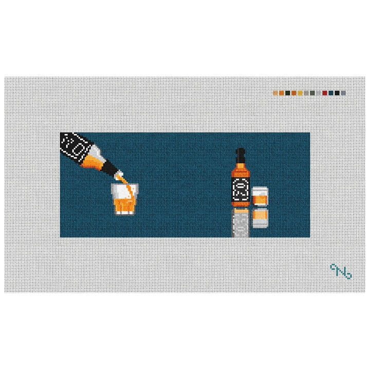Whiskey Needlepoint Flask Kit Stitched Preview