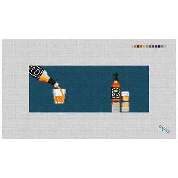 Whiskey Needlepoint Wallet Kit Stitched Preview