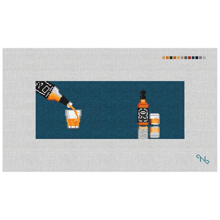 Whiskey Needlepoint Wallet Kit Stitched Preview