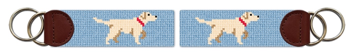 White Lab Needlepoint Key Fob