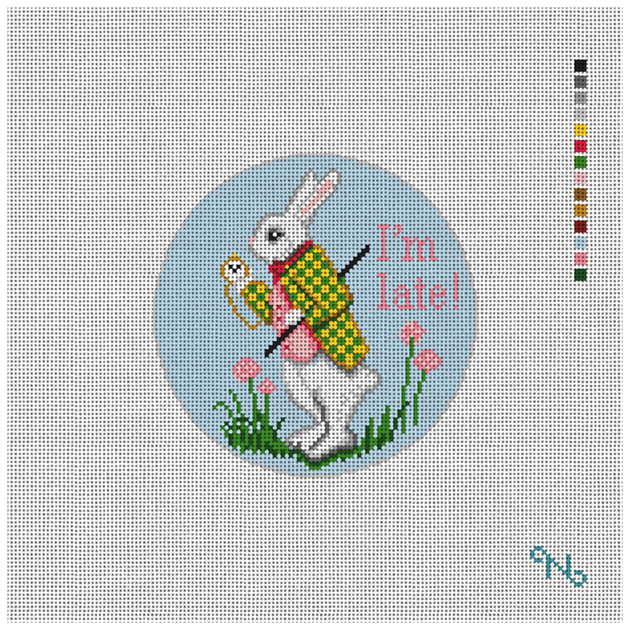 White Rabbit I'm Late Needlepoint Ornament Kit