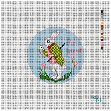 White Rabbit I'm Late Needlepoint Ornament Kit