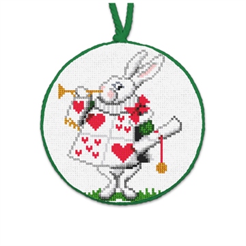 White Rabbit Royal Herald Needlepoint Ornament
