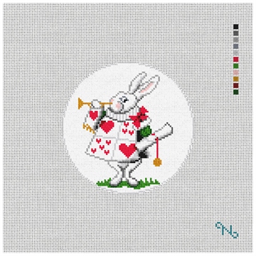 White Rabbit Royal Herald Needlepoint Ornament Kit Stitched Preview