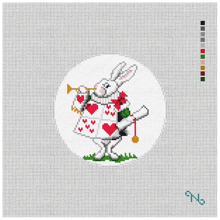 White Rabbit Royal Herald Needlepoint Ornament Kit Stitched Preview