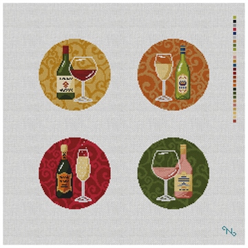 Wild About Wine Needlepoint Coaster Set Kit