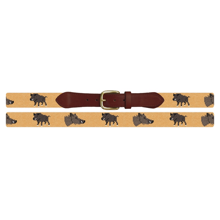 Wild Boar Needlepoint Belt