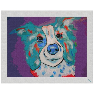 Willie the Dog Needlepoint Kit Stitched Preview
