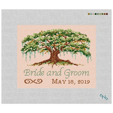 Willow Tree Wedding Needlepoint Pillow Kit Stitched Preview