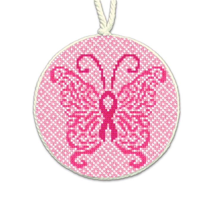 Wings of Awareness Needlepoint Ornament