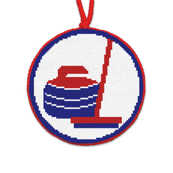 Winter Curling Needlepoint Ornament