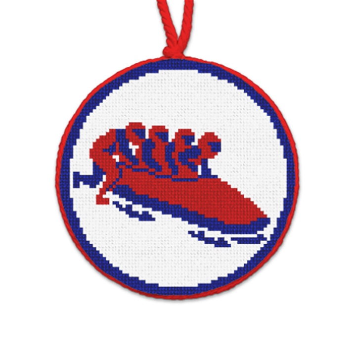 Winter Four-Man Bobsled Needlepoint Ornament 