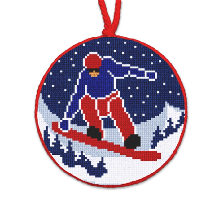 Winter Freestyle Boarding Needlepoint Ornament 