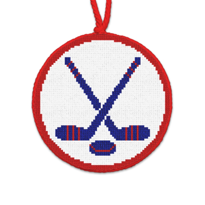 Winter Ice Hockey Needlepoint Ornament 