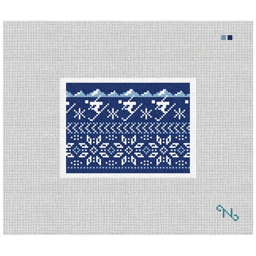 Winter Skiing Needlepoint Card Wallet Kit Stitched Preview