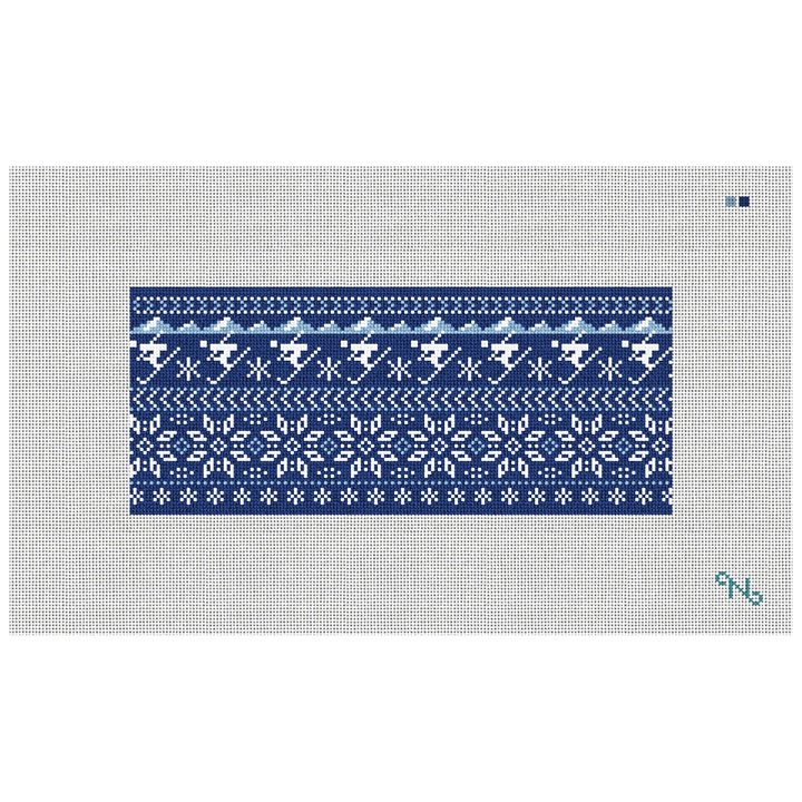Winter Skiing Needlepoint Flask Kit Stitched Preview