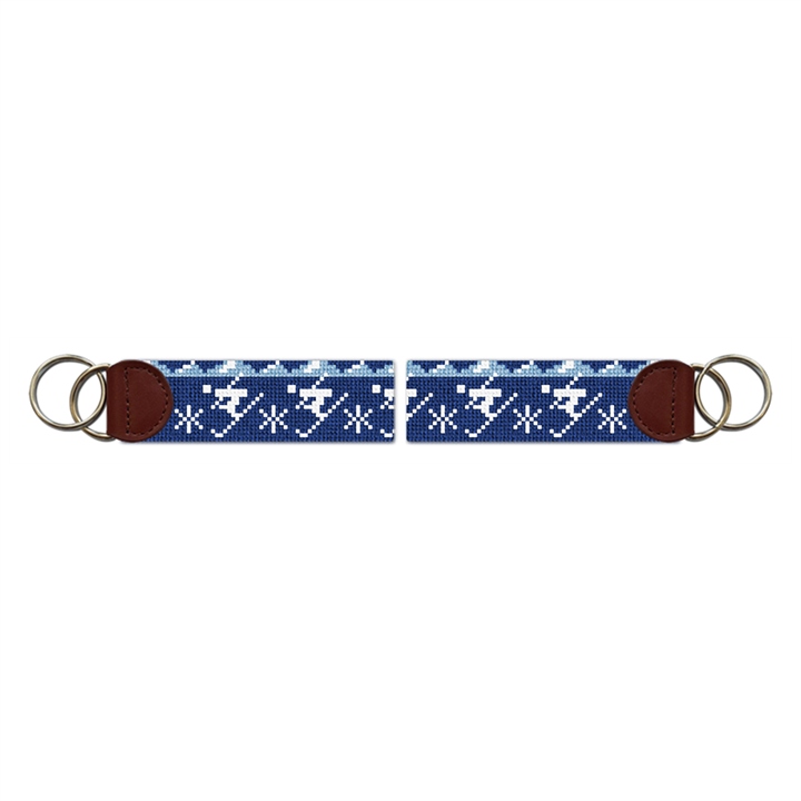 Winter Skiing Needlepoint Key Fob