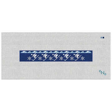 Winter Skiing Needlepoint Key Fob Kit Stitched Preview