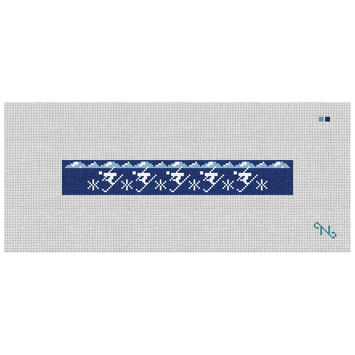Winter Skiing Needlepoint Key Fob Kit Stitched Preview