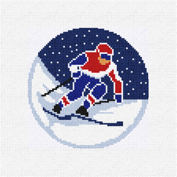 Winter Slalom Skiing Needlepoint Ornament Kit