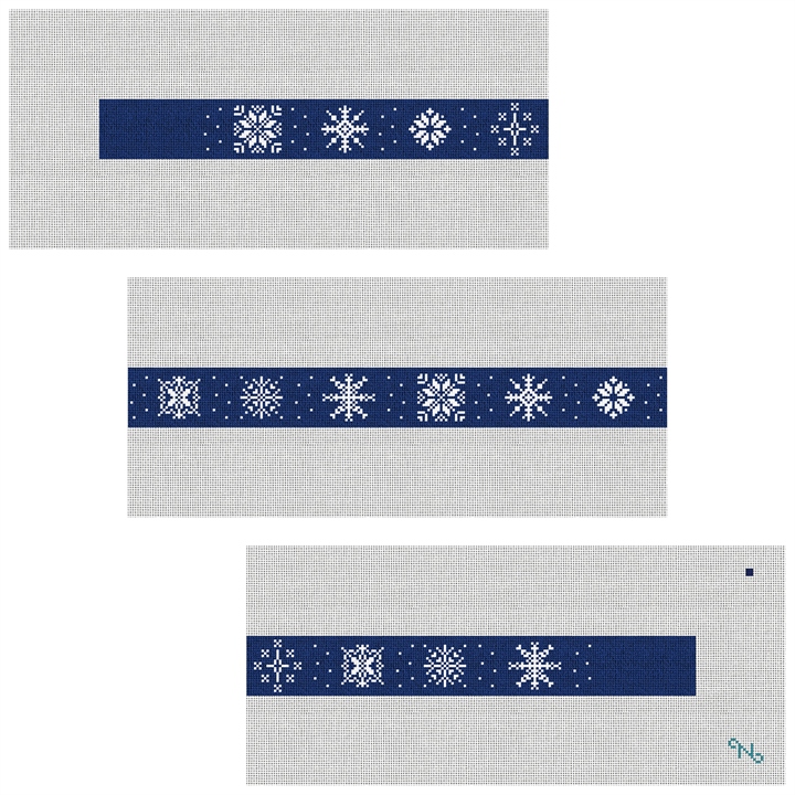 Winter Snowflake Needlepoint Belt Kit Stitched Preview