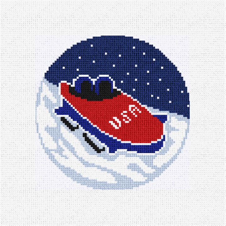 Winter Two-Man Bobsled Needlepoint Ornament Kit