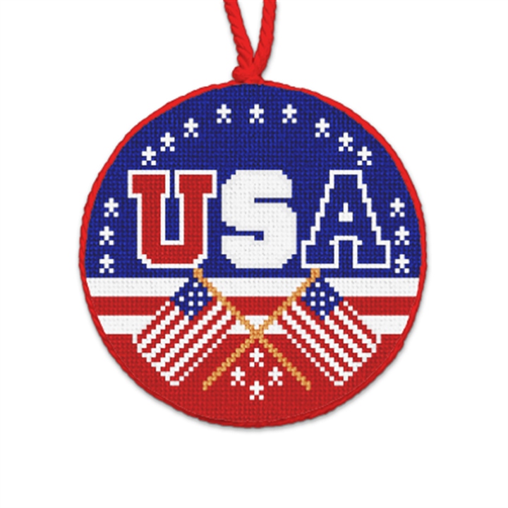 Winter USA Needlepoint Ornament