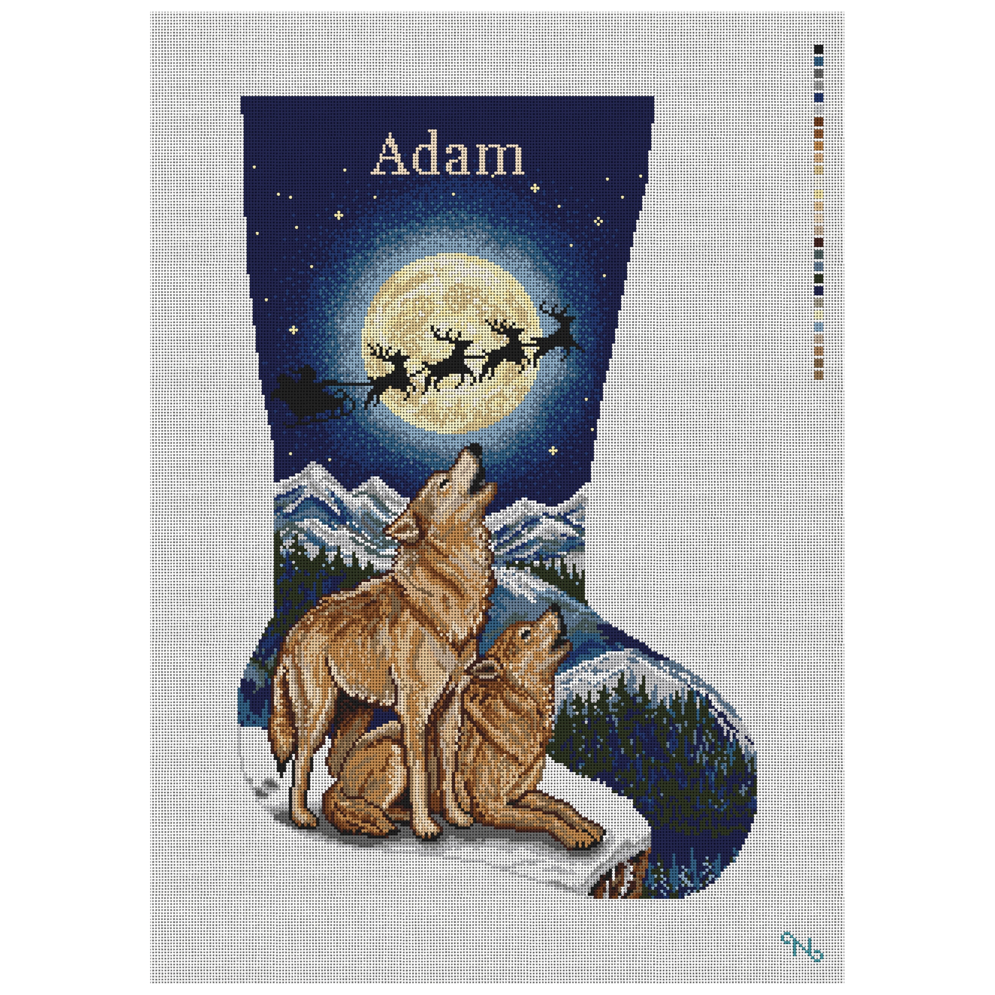 Winter Wolves Stocking Needlepoint Kit