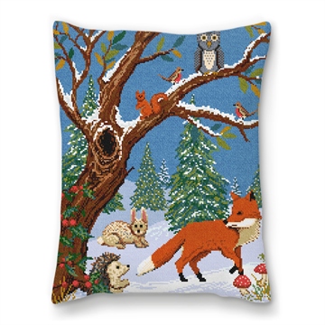 Winter Woodland Needlepoint Pillow