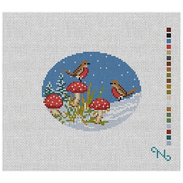Winter Woodland Robins Needlepoint Ornament Kit