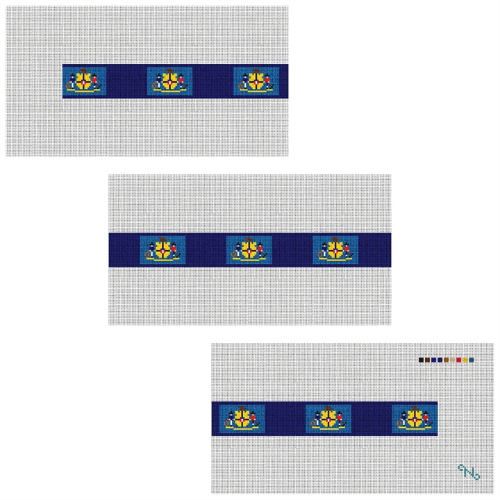 Wisconsin Flag Needlepoint Belt Kit Stitched Preview